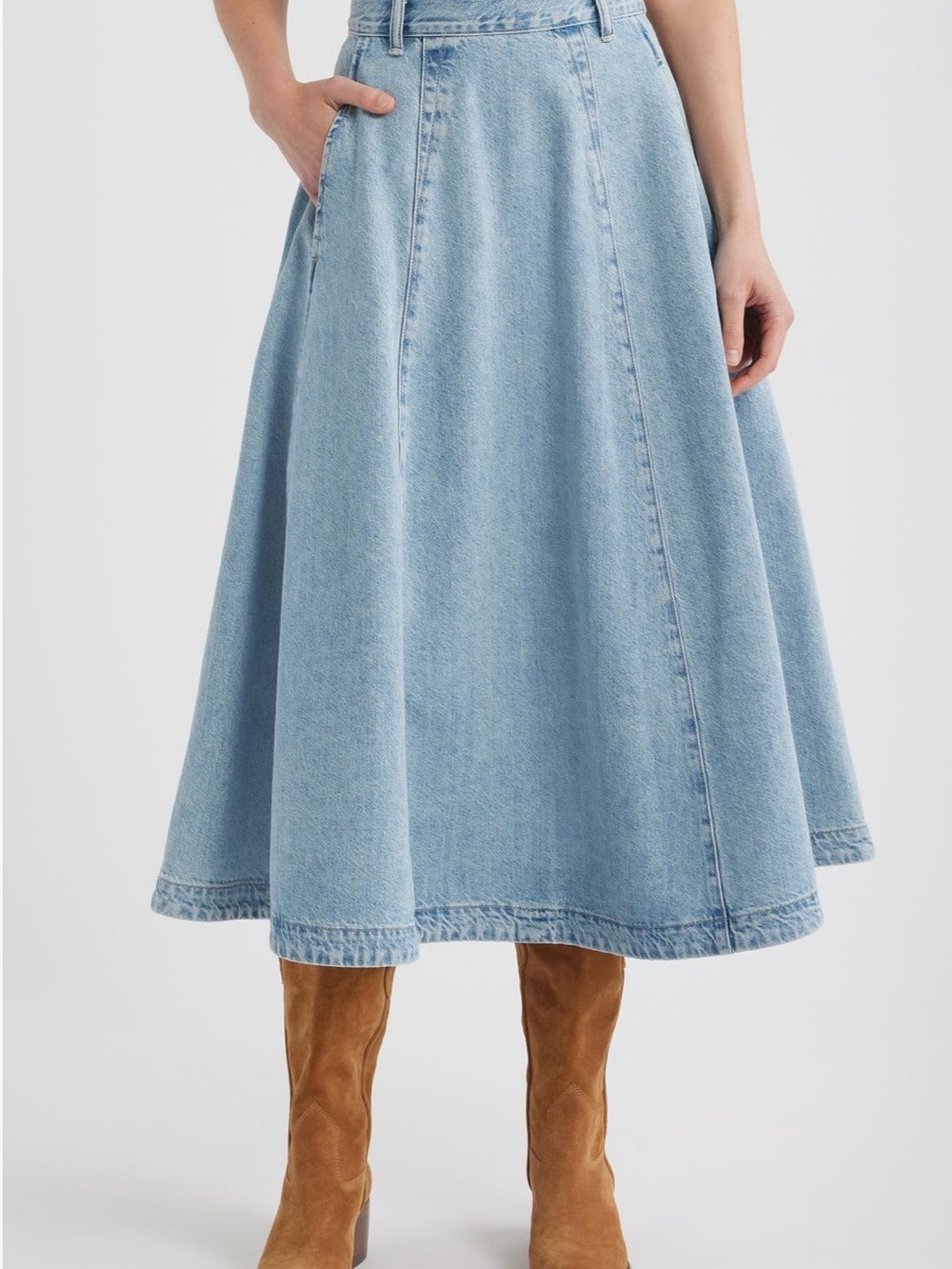 Madewell NWT Light Blue Denim A-Line Midi Skirt